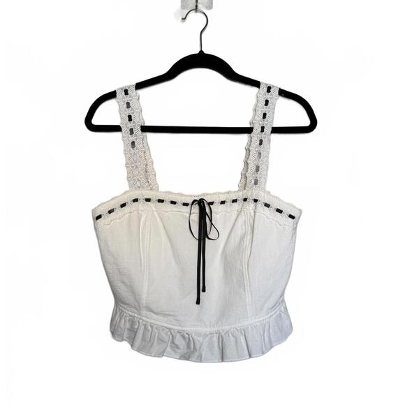 Tops - White Flirty Coquette Crop Tank Top
